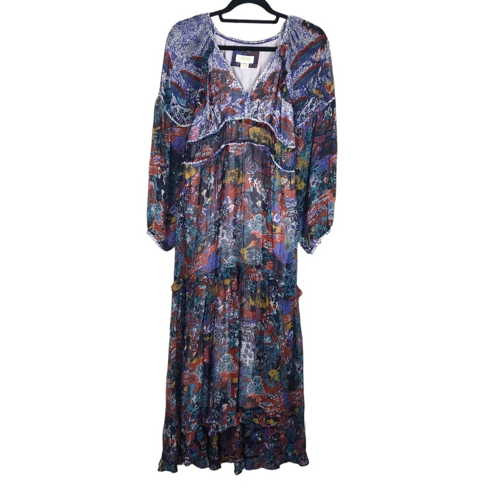 Anthropologie‎ Maeve Annabella Maxi Dress Size 4P Boho Floral Hippie Gypsy Indie - Picture 3 of 16